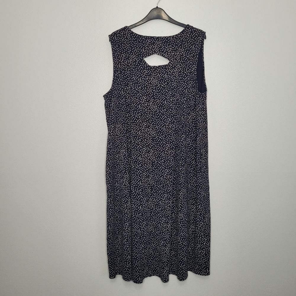 J. Jill Wearever collection navy beige polka-dot stretch plus size maxi dress 2x - Picture 2 of 6